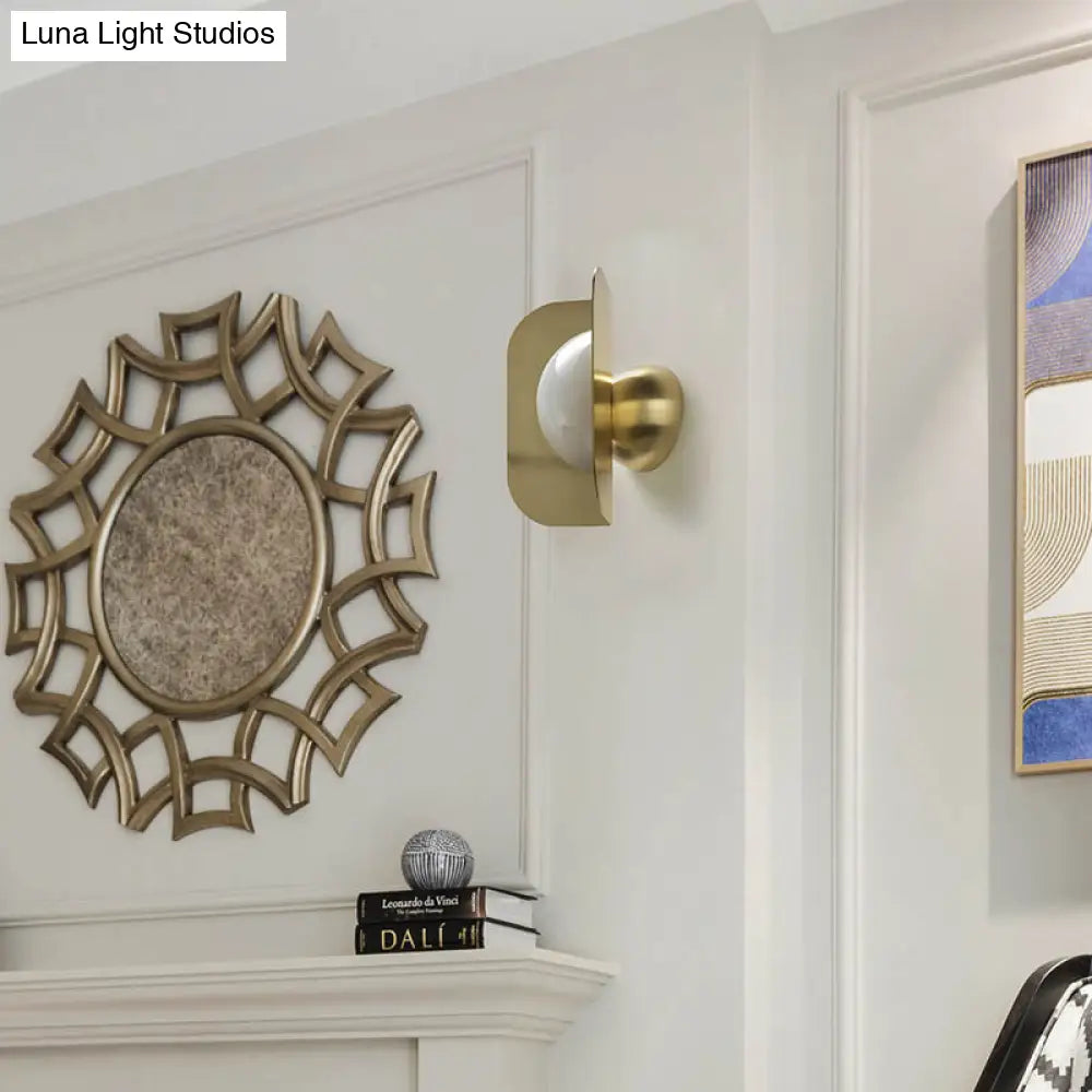 DecorBites™ Modern Gold LED Bedroom Sconce Light with Curved Metal Shade