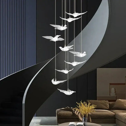 Modern gold led bird pendant light for dining room lighting