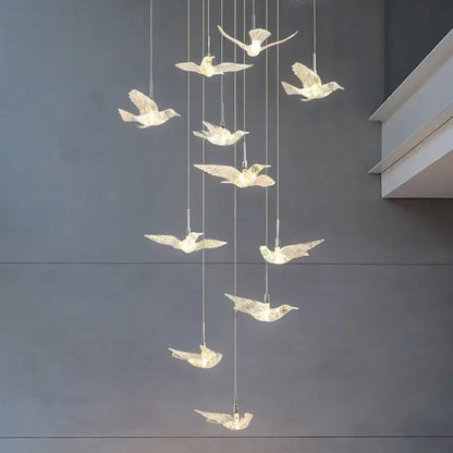 Modern gold led bird pendant light for dining room lighting