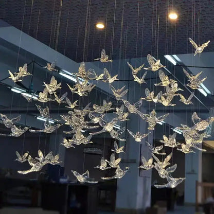 Modern gold led bird pendant light for dining room lighting