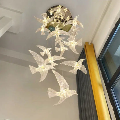 Modern gold led bird pendant light for dining room lighting
