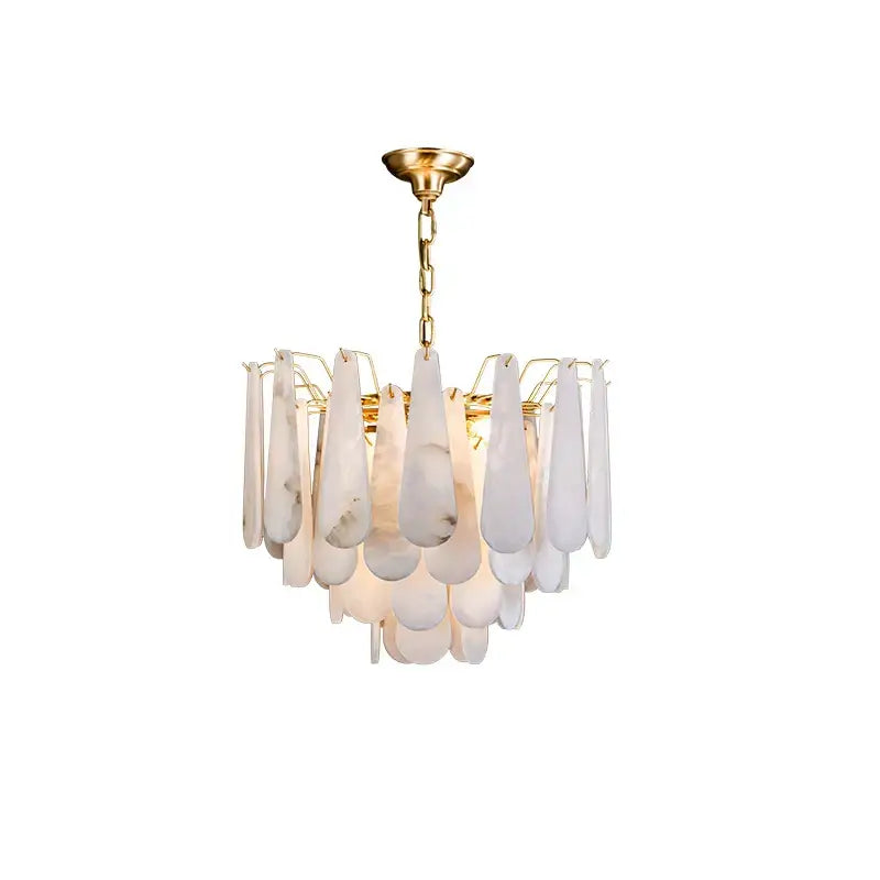 Modern gold led dimmable marble chandelier for dining room