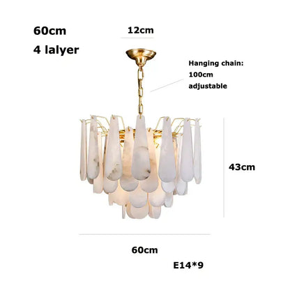 Modern gold led dimmable marble chandelier for dining room