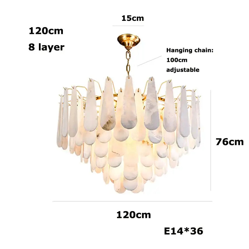 Modern gold led dimmable marble chandelier for dining room