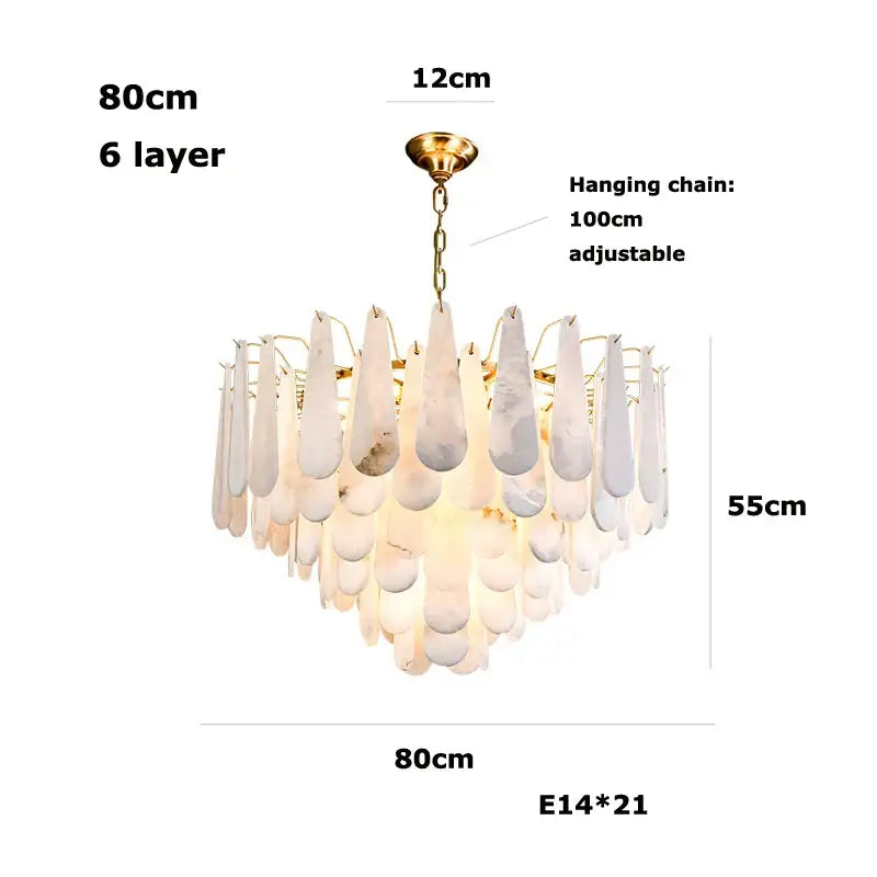 Modern gold led dimmable marble chandelier for dining room