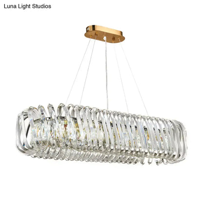 Modern gold led island pendant with crystal shade kitchen light