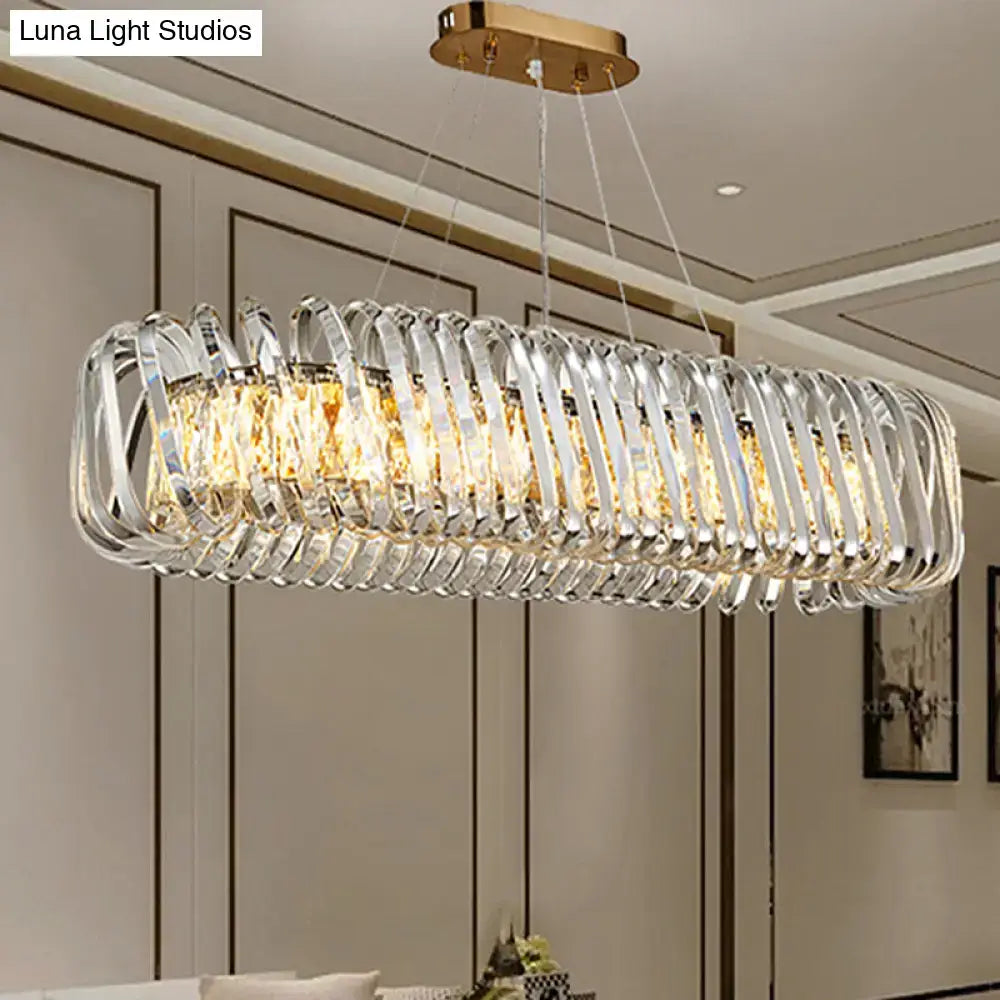 Modern gold led island pendant with crystal shade kitchen light