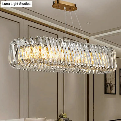 Modern gold led island pendant with crystal shade kitchen light
