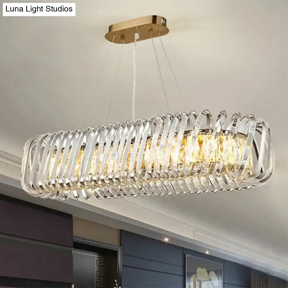 Modern gold led island pendant with crystal shade kitchen light