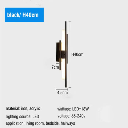 Modern gold led long liner wall sconce living room light