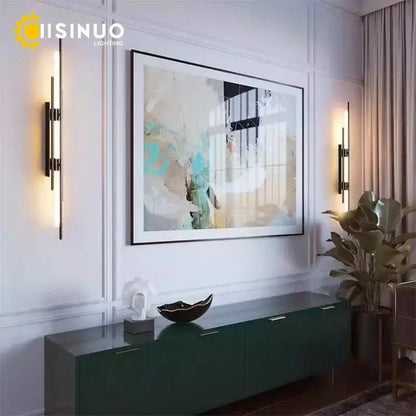 Modern gold led long liner wall sconce living room light