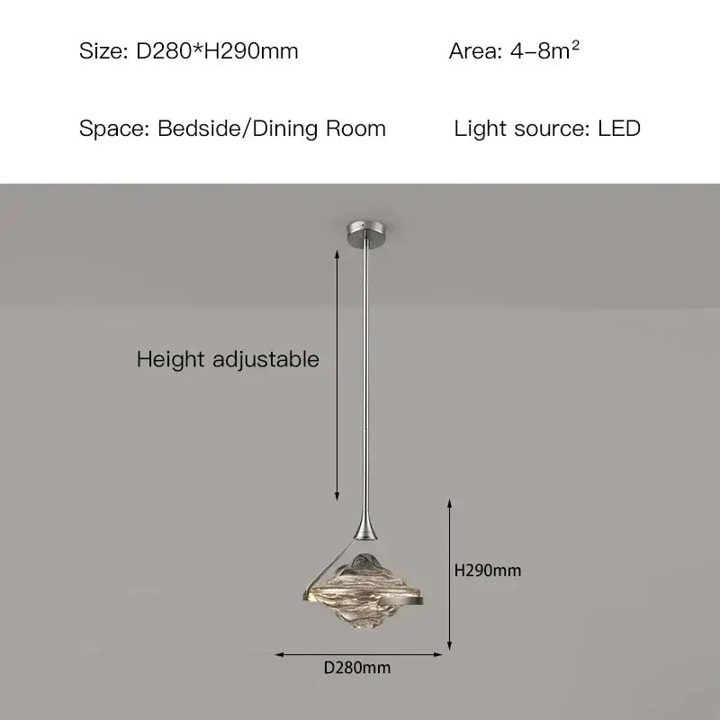Modern gold led pendant lamp with textured glass for dining room
