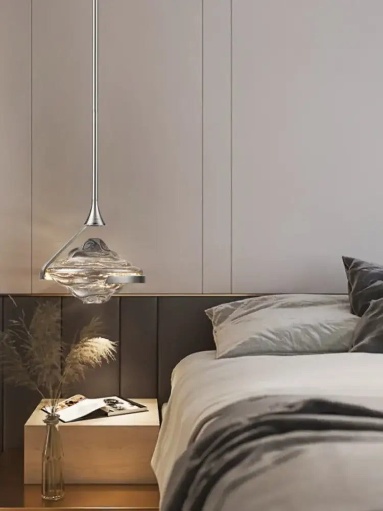 Modern gold led pendant lamp with textured glass for dining room