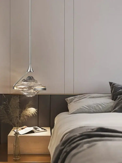 Modern gold led pendant lamp with textured glass for dining room