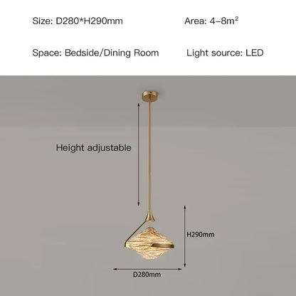 Modern gold led pendant lamp with textured glass for dining room