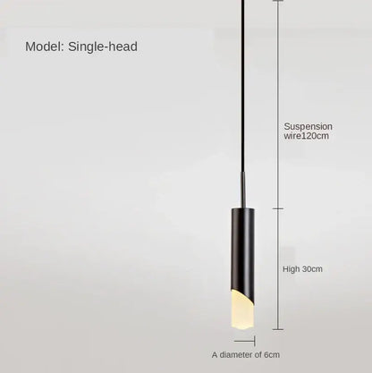 Modern gold led pendant light dining room cylindrical hanging lamp