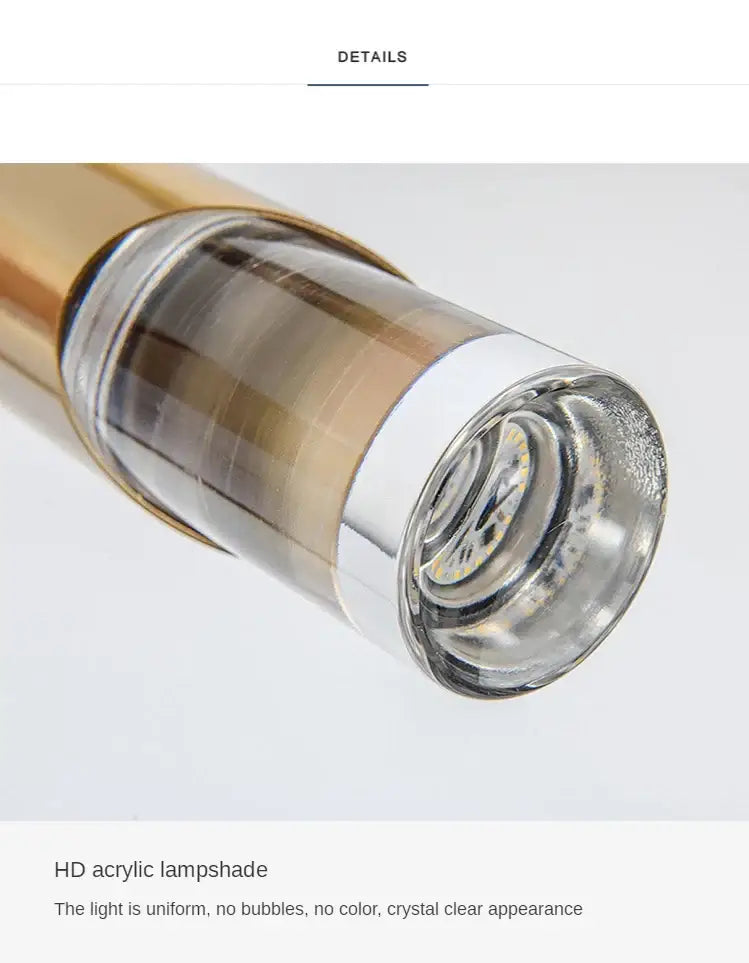Modern gold led pendant light dining room cylindrical hanging lamp