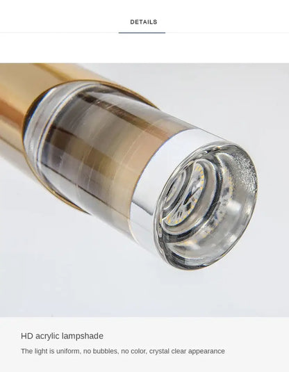 Modern gold led pendant light dining room cylindrical hanging lamp