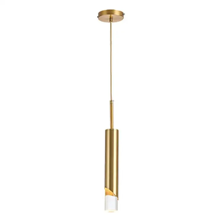Modern gold led pendant light dining room cylindrical hanging lamp