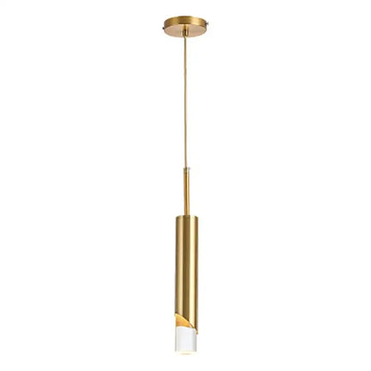 Modern gold led pendant light dining room cylindrical hanging lamp