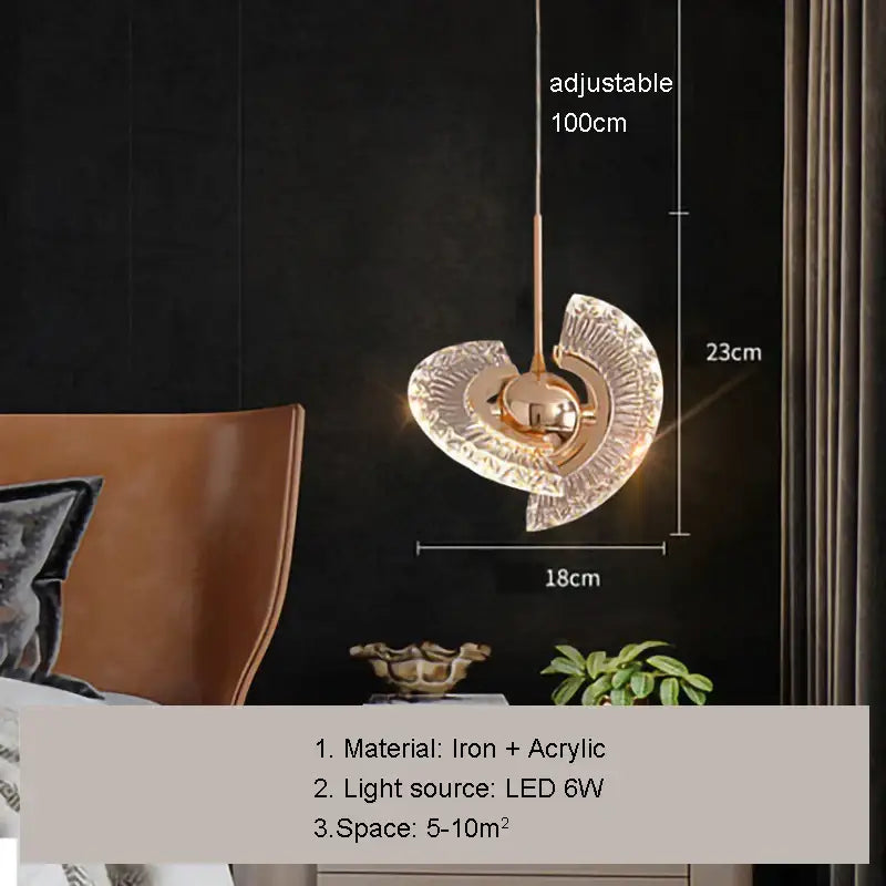 Modern gold led pendant light dining room fan glass chandelier