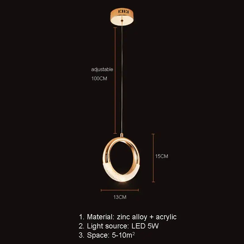 Modern gold led pendant light dining room fan glass chandelier