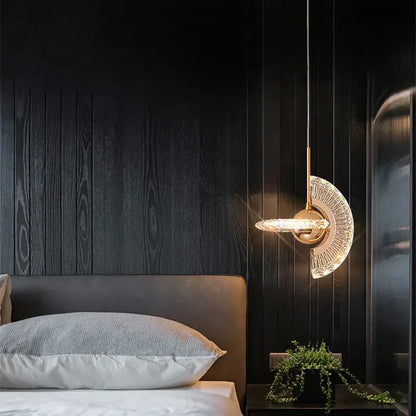 Modern gold led pendant light dining room fan glass chandelier