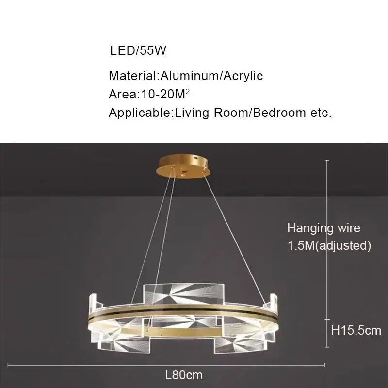 Modern gold led pendant lights crystal chandelier dining room