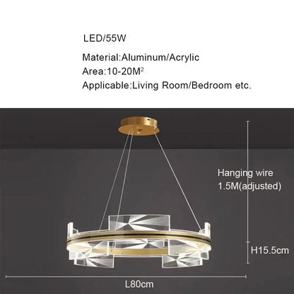 Modern gold led pendant lights crystal chandelier dining room