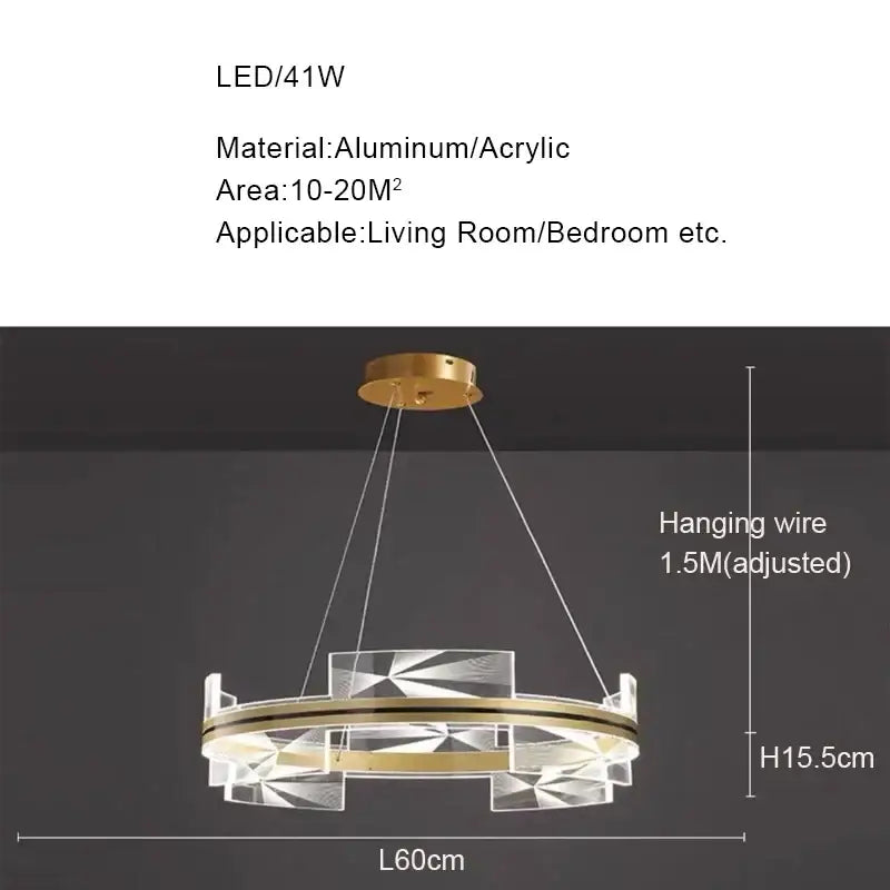 Modern gold led pendant lights crystal chandelier dining room