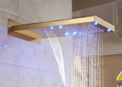 Modern gold led rain shower faucet bathroom wall mounted mixer