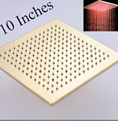 Modern gold led rainfall shower head bathroom top sprayer