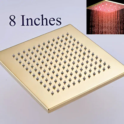 Modern gold led rainfall shower head bathroom top sprayer