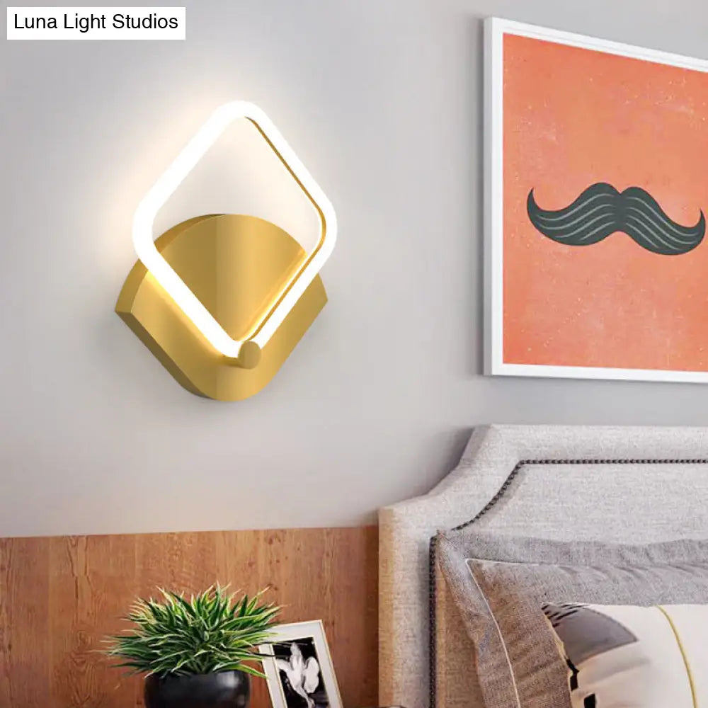 DecorBites™ Modern Gold LED Rhombus Flush Wall Sconce: Contemporary Acrylic Lighting in Warm/White Light