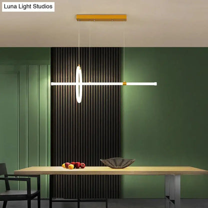 Modern gold led ring and bar pendant light dining room
