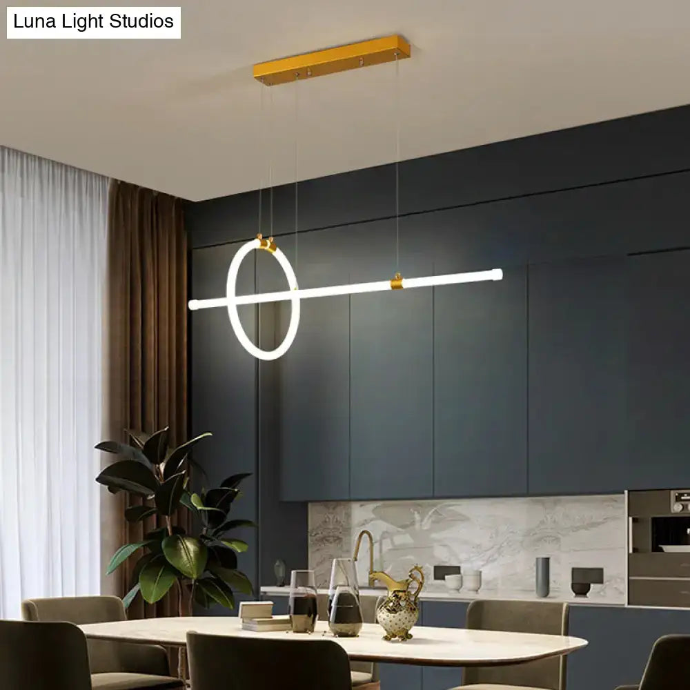 Modern gold led ring and bar pendant light dining room