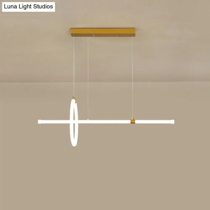 Modern gold led ring and bar pendant light dining room