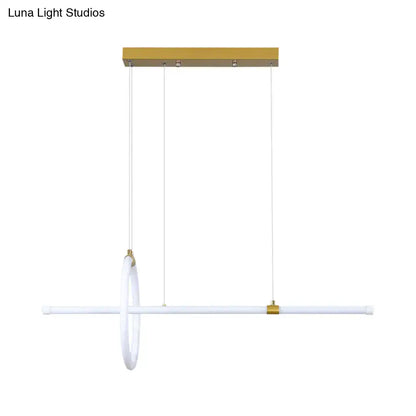 Modern gold led ring and bar pendant light dining room