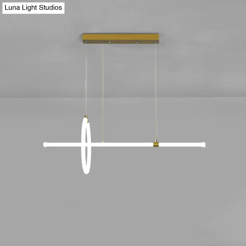 Modern gold led ring and bar pendant light dining room