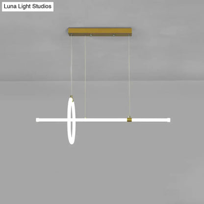 Modern gold led ring and bar pendant light dining room