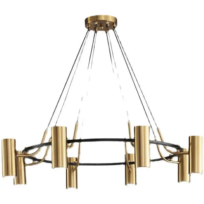 Modern gold led ring chandelier dining room black wire pendant light