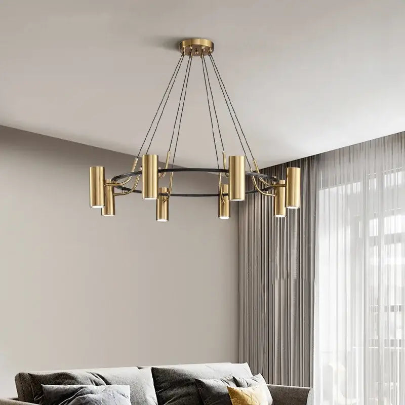 Modern gold led ring chandelier dining room black wire pendant light