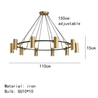 Modern gold led ring chandelier dining room black wire pendant light