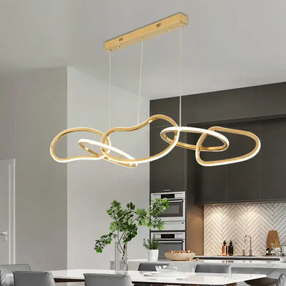 Modern gold led ring chandelier dining room pendant light