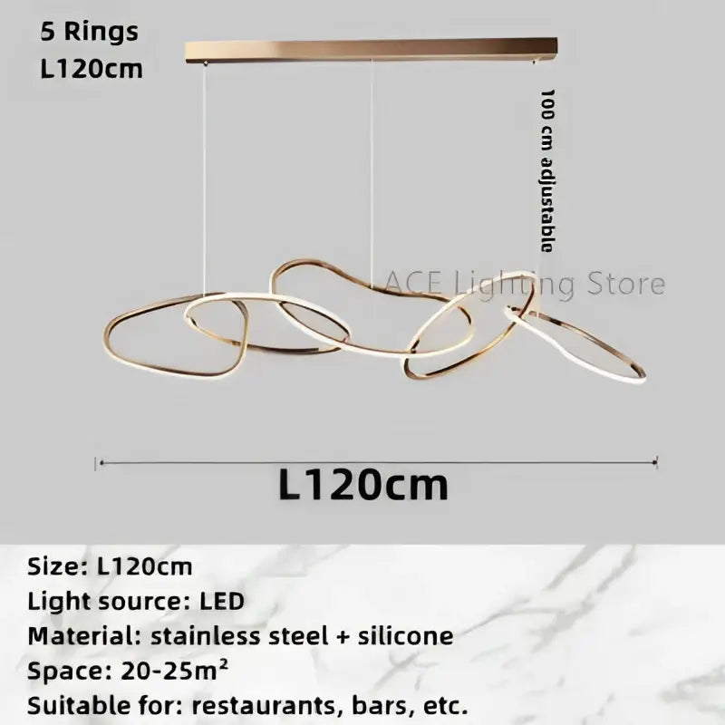Modern gold led ring chandelier dining room pendant light