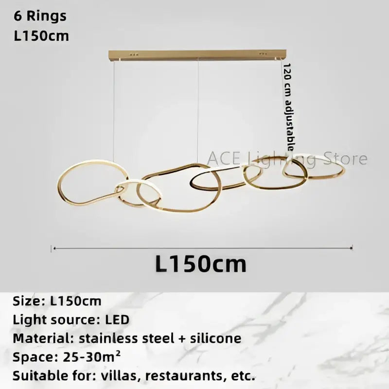 Modern gold led ring chandelier dining room pendant light