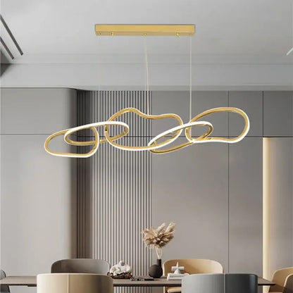 Modern gold led ring chandelier dining room pendant light