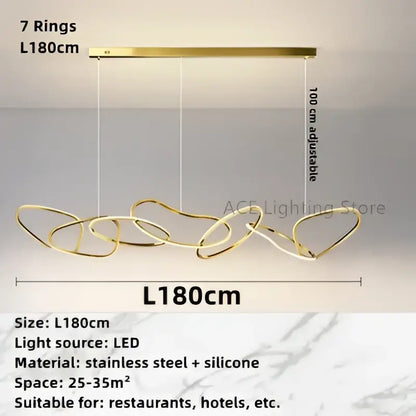 Modern gold led ring chandelier dining room pendant light