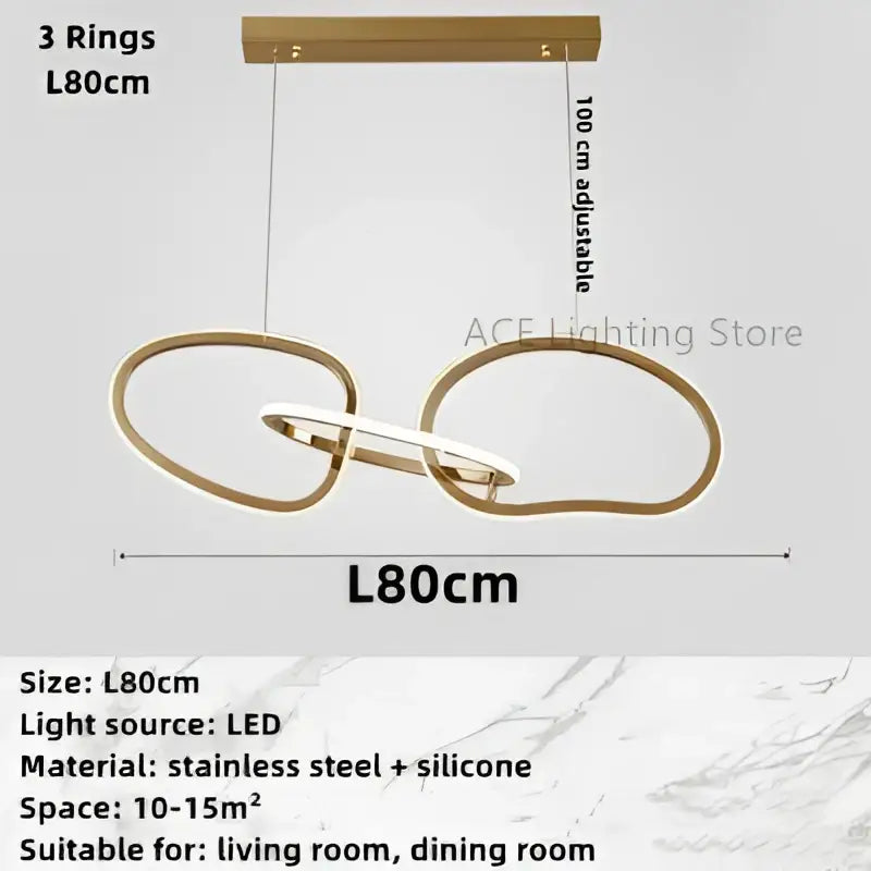 Modern gold led ring chandelier dining room pendant light