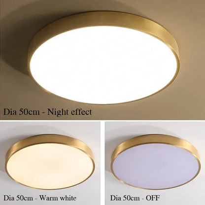 Modern gold led round ceiling light for bedroom